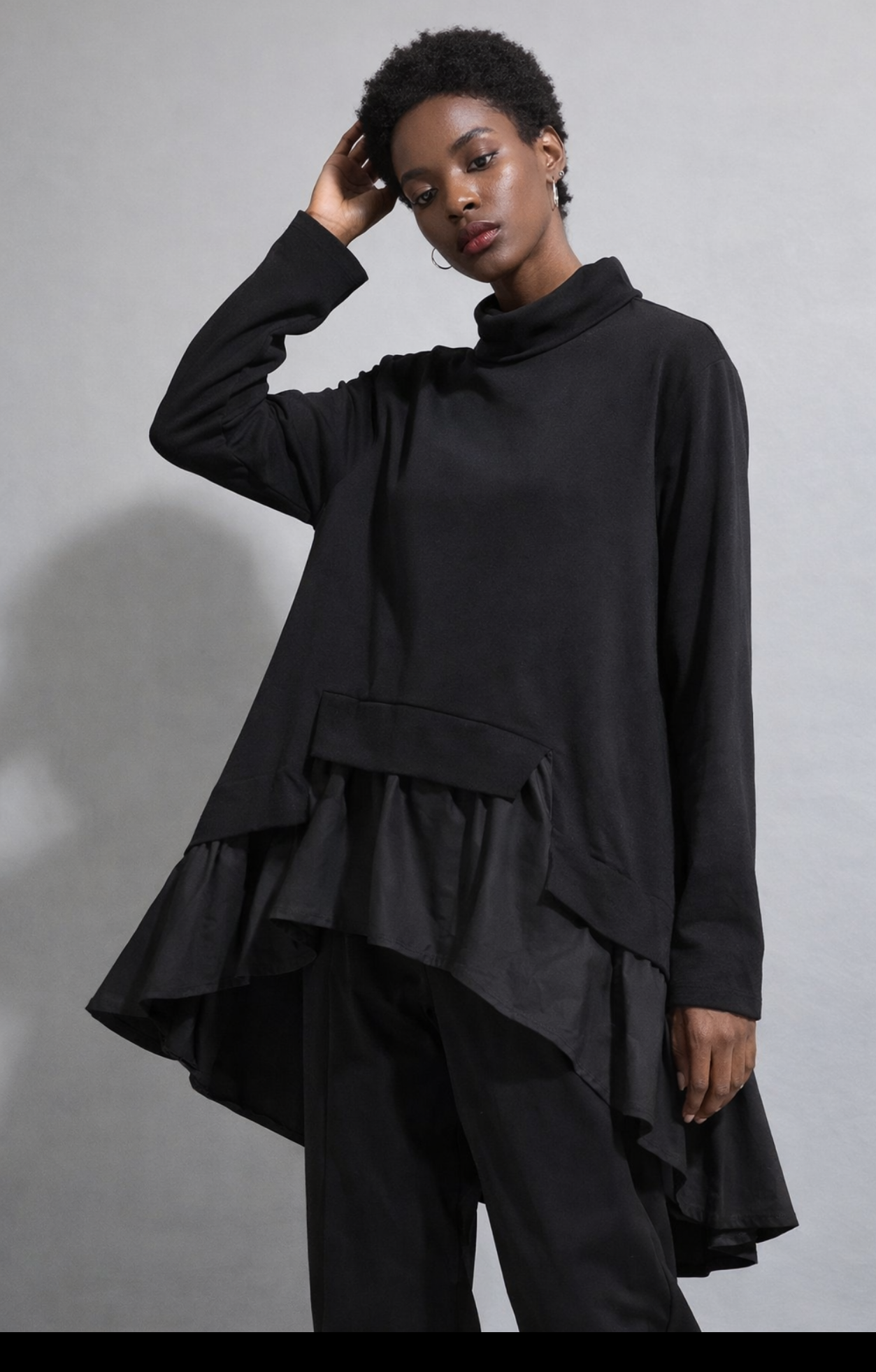 Asymmetrical Ruffles Loose Fit Sweatshirt