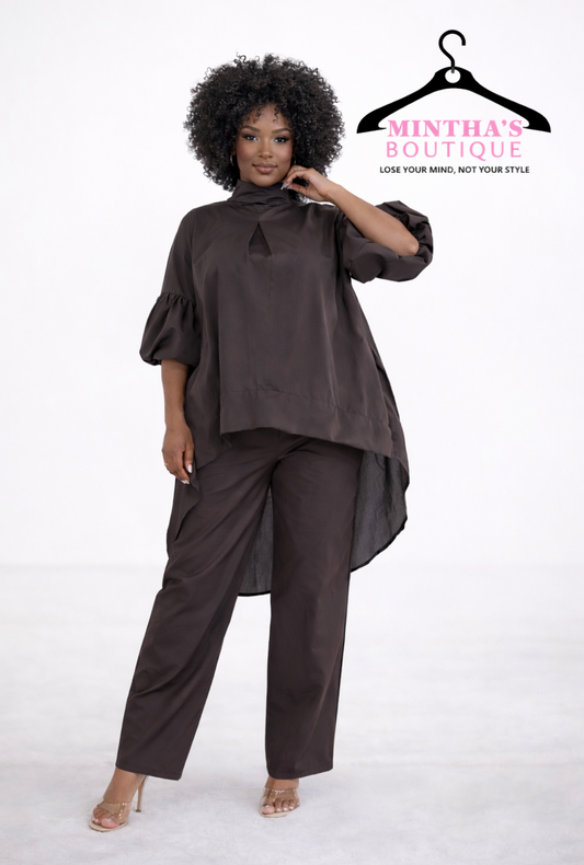 Mocha Brown 2pc Pant Set