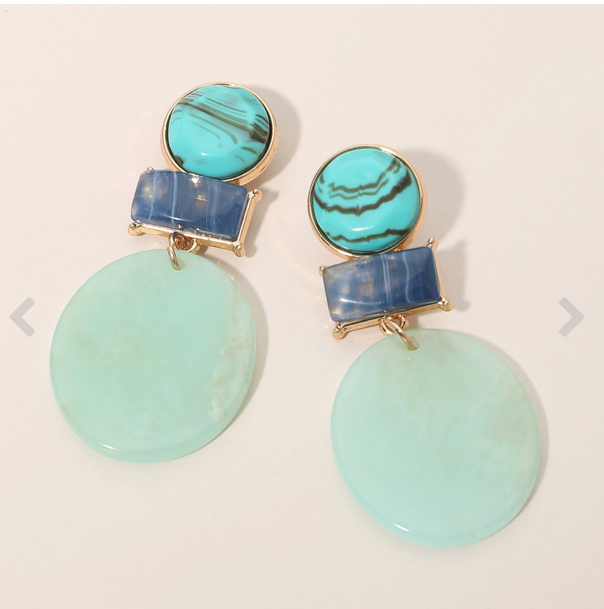 Geometric Resin Round Drop Statement Earrings_Mint