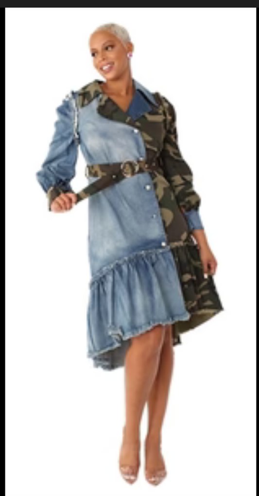 Mixed Emotions Camo Denim HiLow Dress_XL