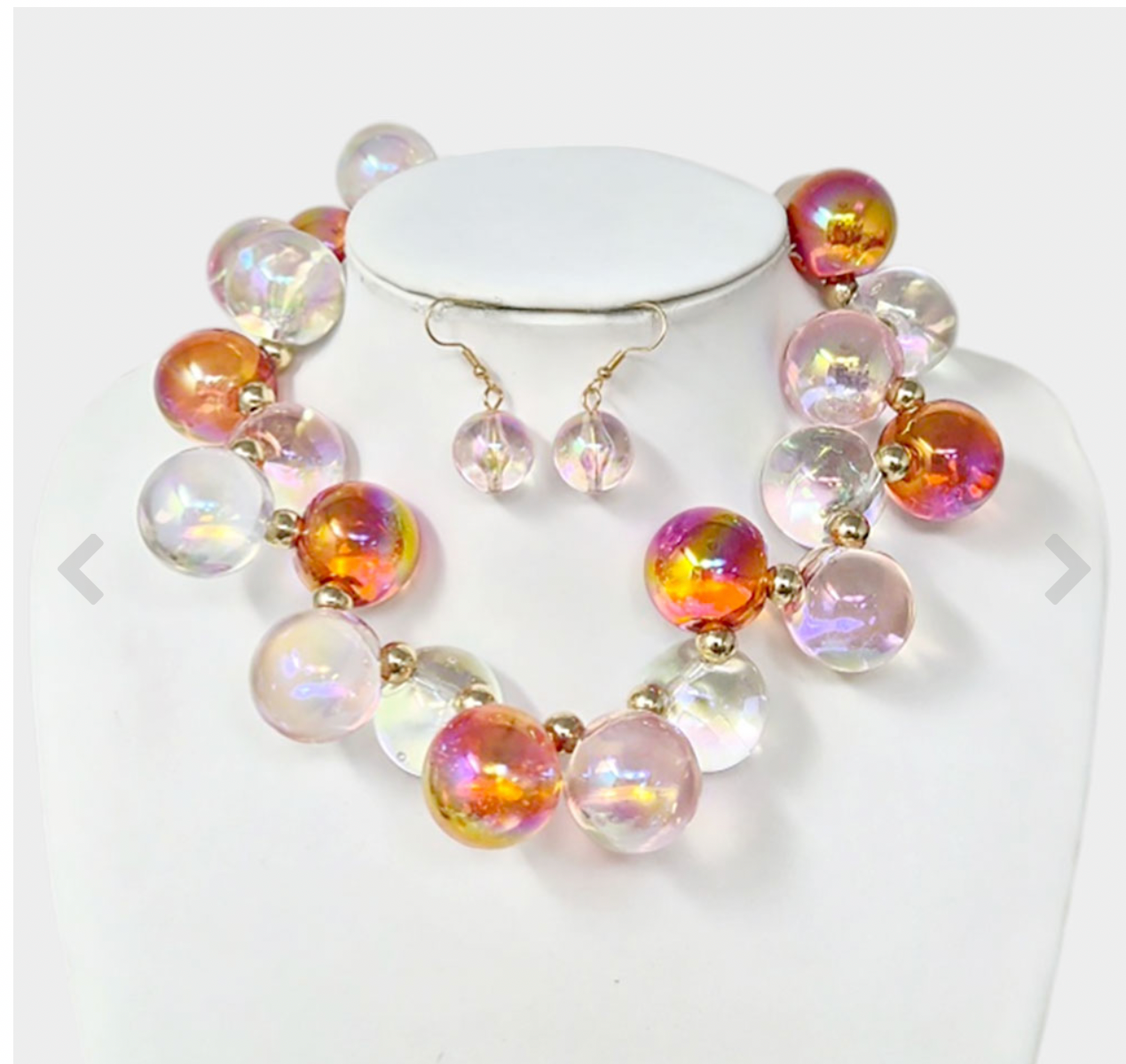 Chunky Iridescent Ball Beaded Necklace_RDPK