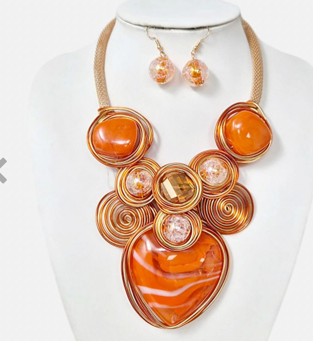 Bold Wire Spiral Artistic Statement Necklace
