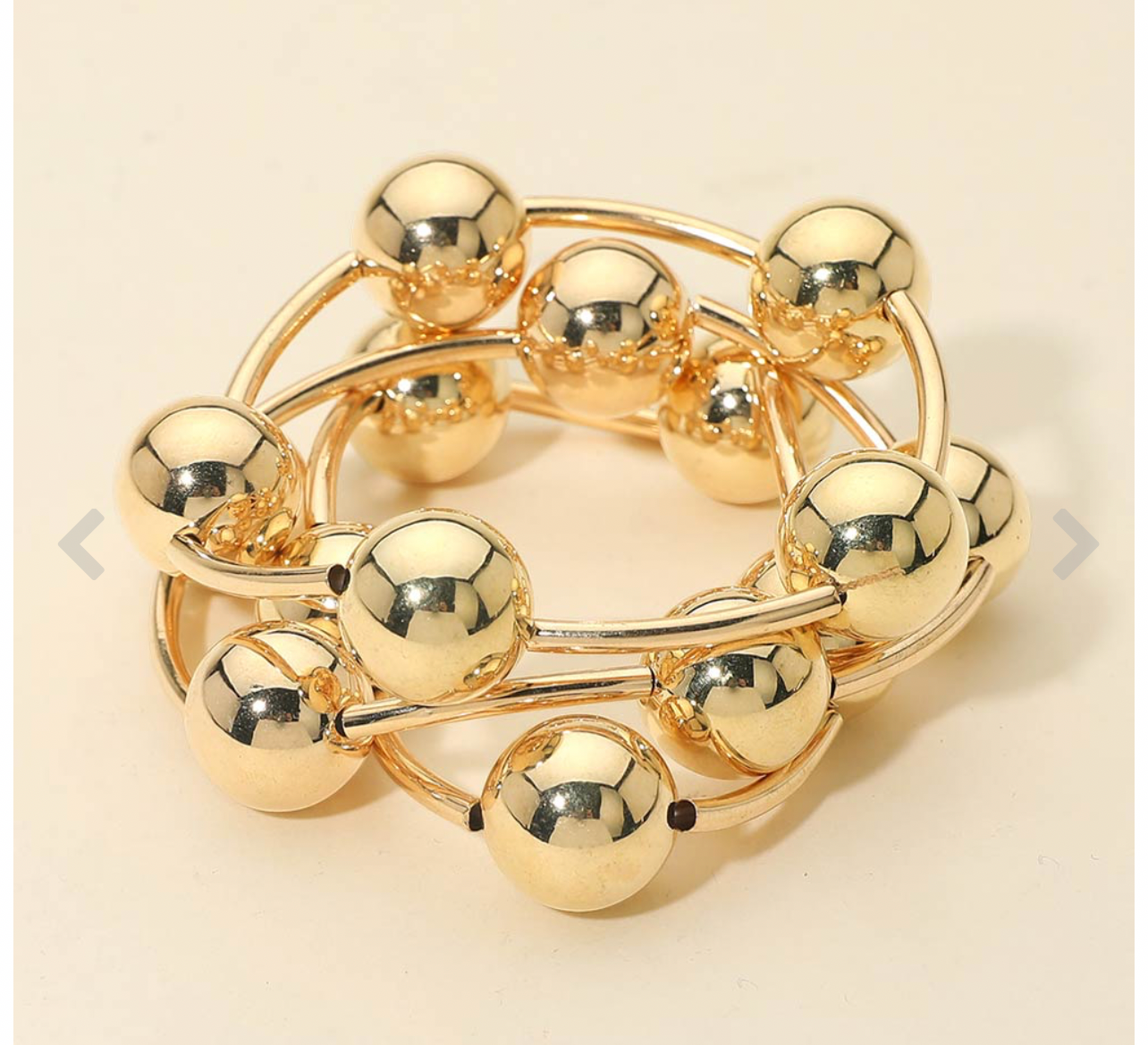 Metal Ball and Bar Beaded Stretch Multi Layered Bracelets_Gold or Silver
