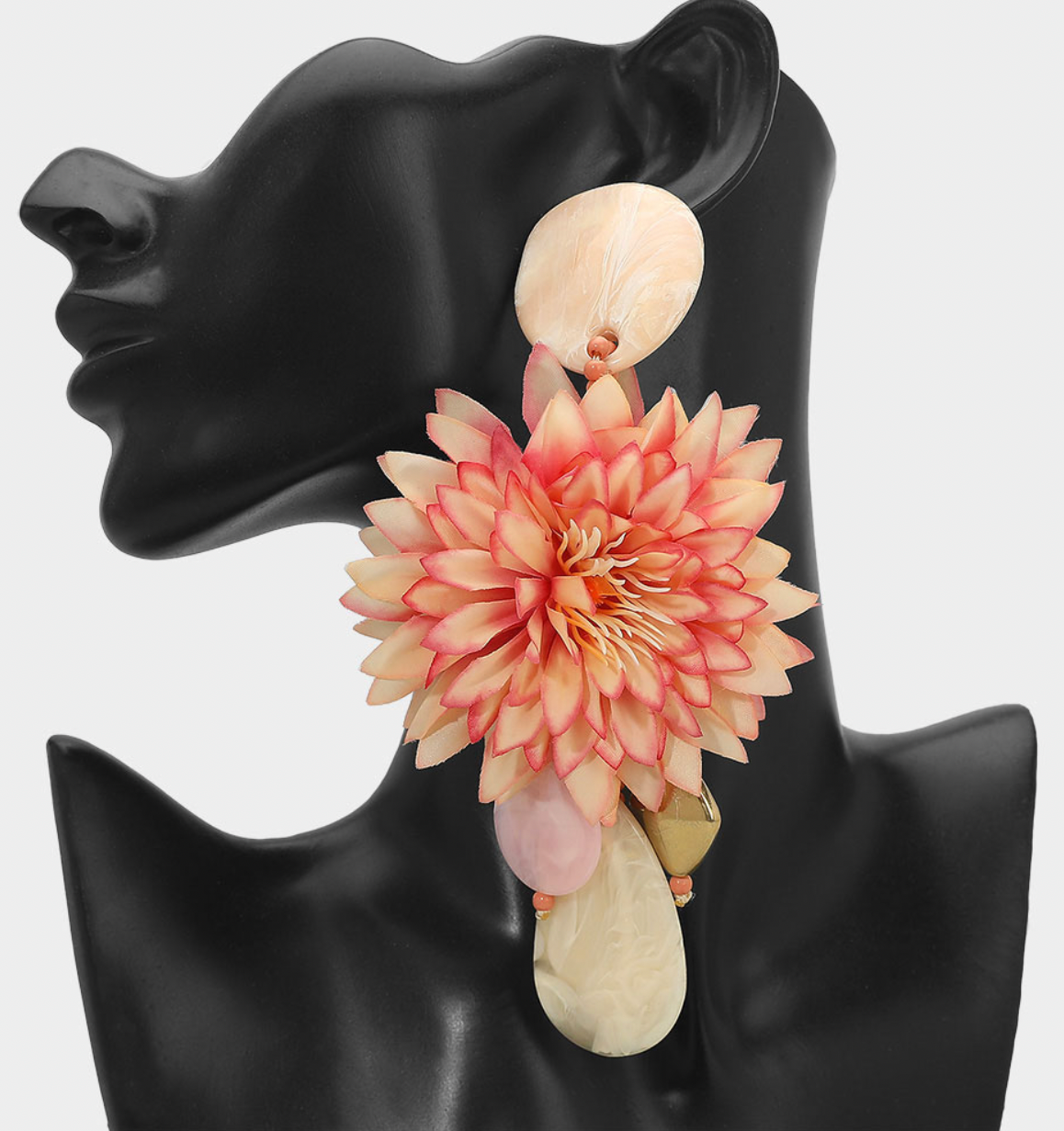 Oversized Bold Floral Resin Drop Statement Earrings