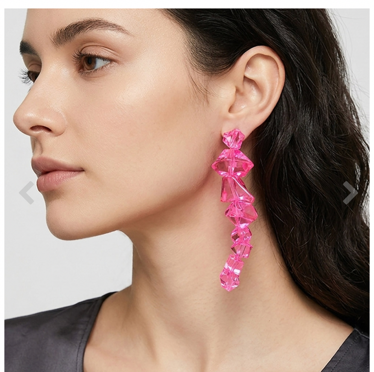 Bold Resin Pebble Beaded Drop Statement Earrings