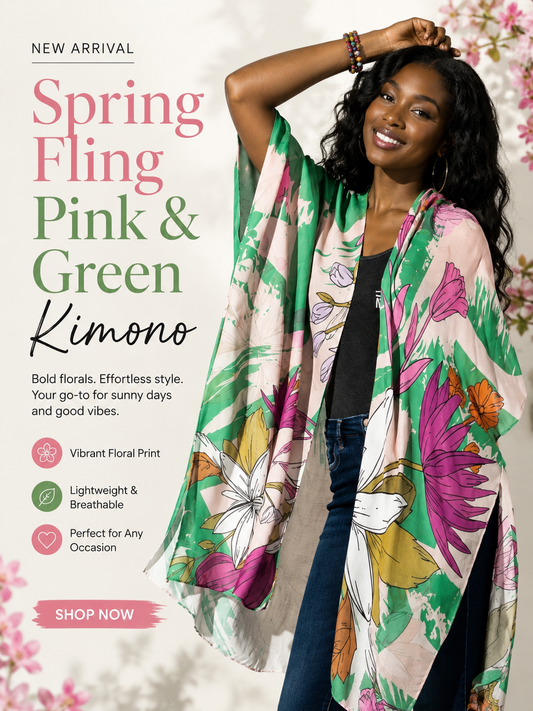 Spring Fling Pink & Green Kimono