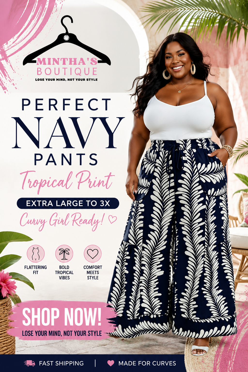 Paisley Tropical Pants_Navy