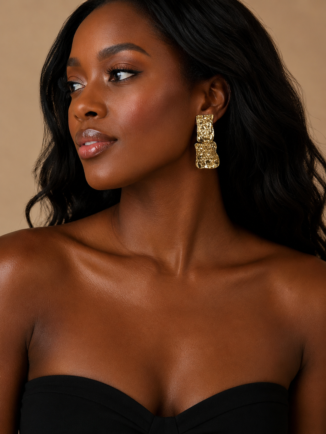 Gold Textured Clip On Earrings