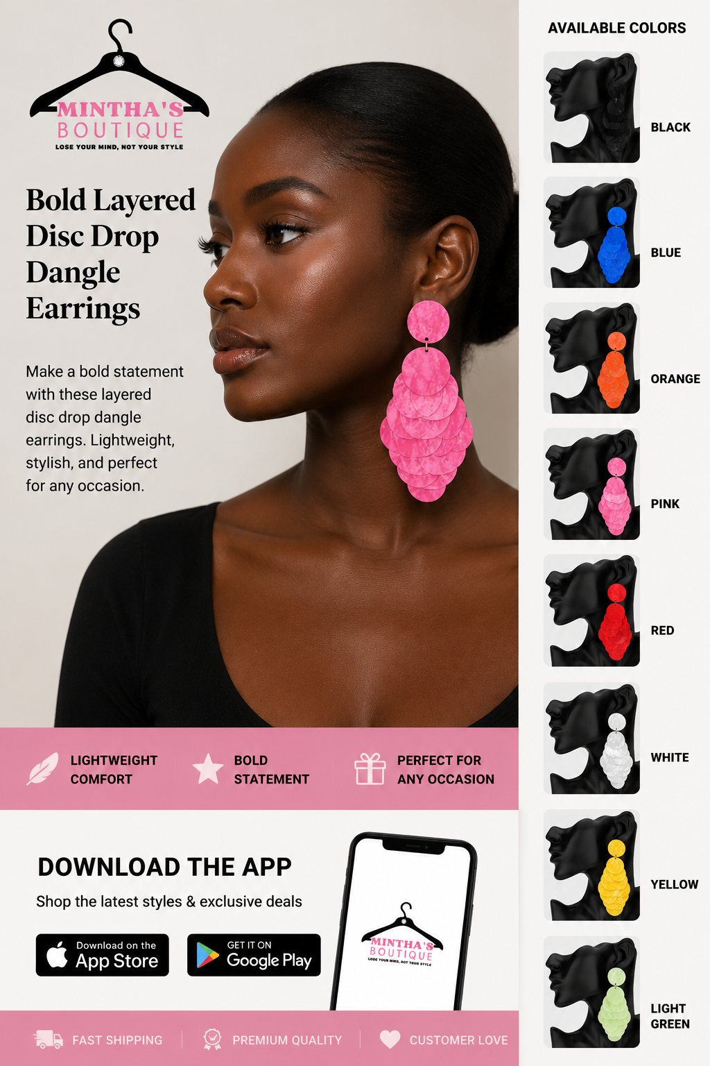 Bold Layered Disc Drop Dangle Statement Earrings
