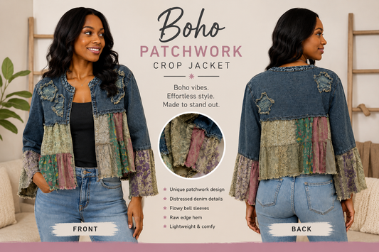 Boho Patchwork Cropped Jacket