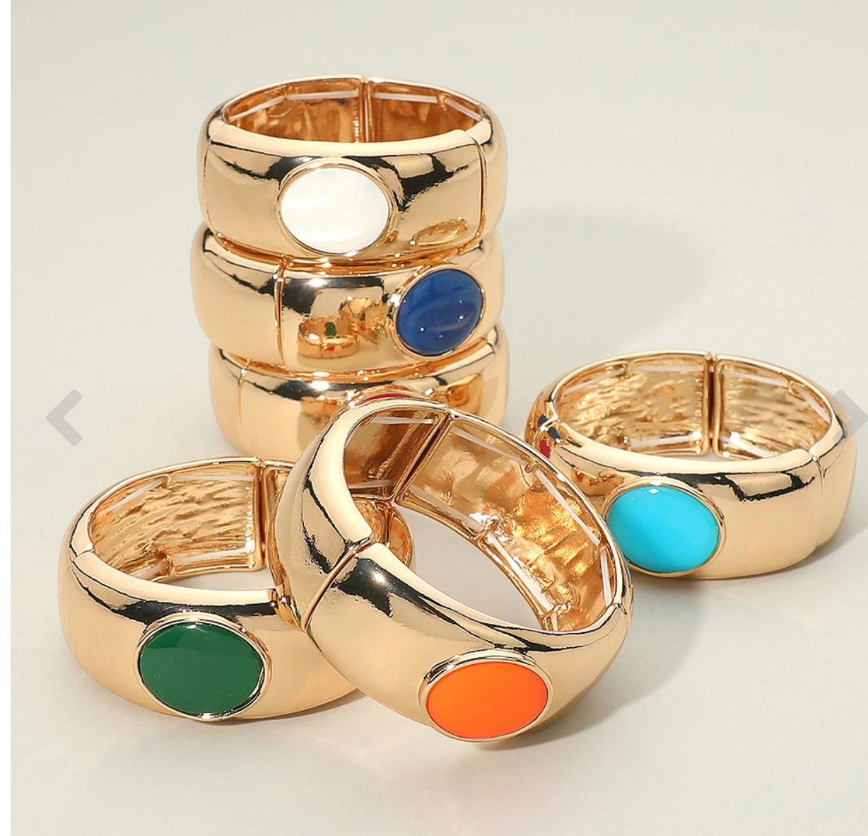 Bold Oval Stone Accent Wide Stretch Bracelet