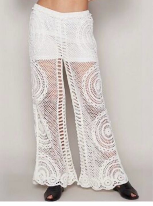 White Crochet Pants