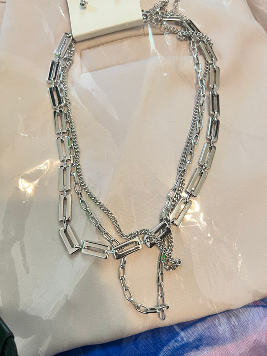 SILVER DOUBLE LINK CHAIN NECKLACE