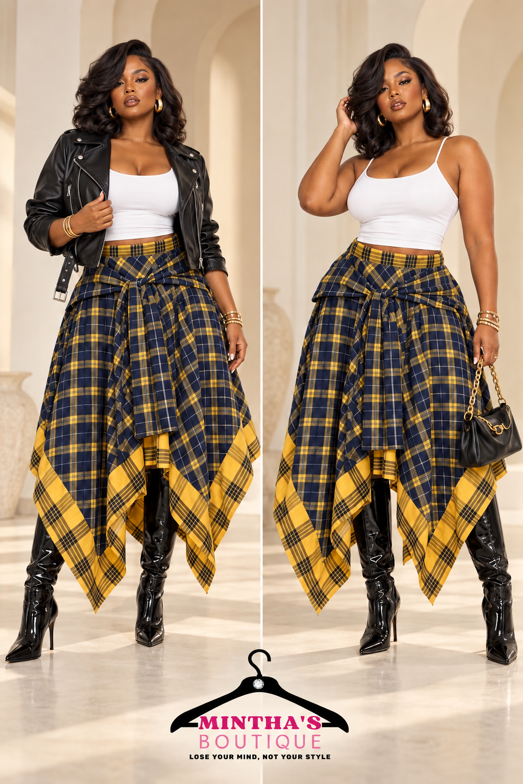 Plaid Attitude Handkerchief Skirt 💛🖤 \PRE-ORDER 10/3