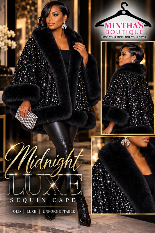 Black on Black Luxe Sequin  Cape