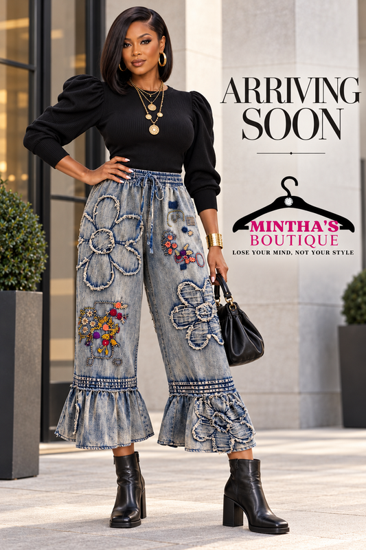 Boho in Bloom Denim Crop Pants ~PRE-ORDER 10/30