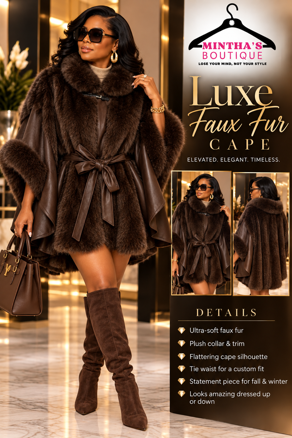 Luxe Faux Fur Cape Poncho