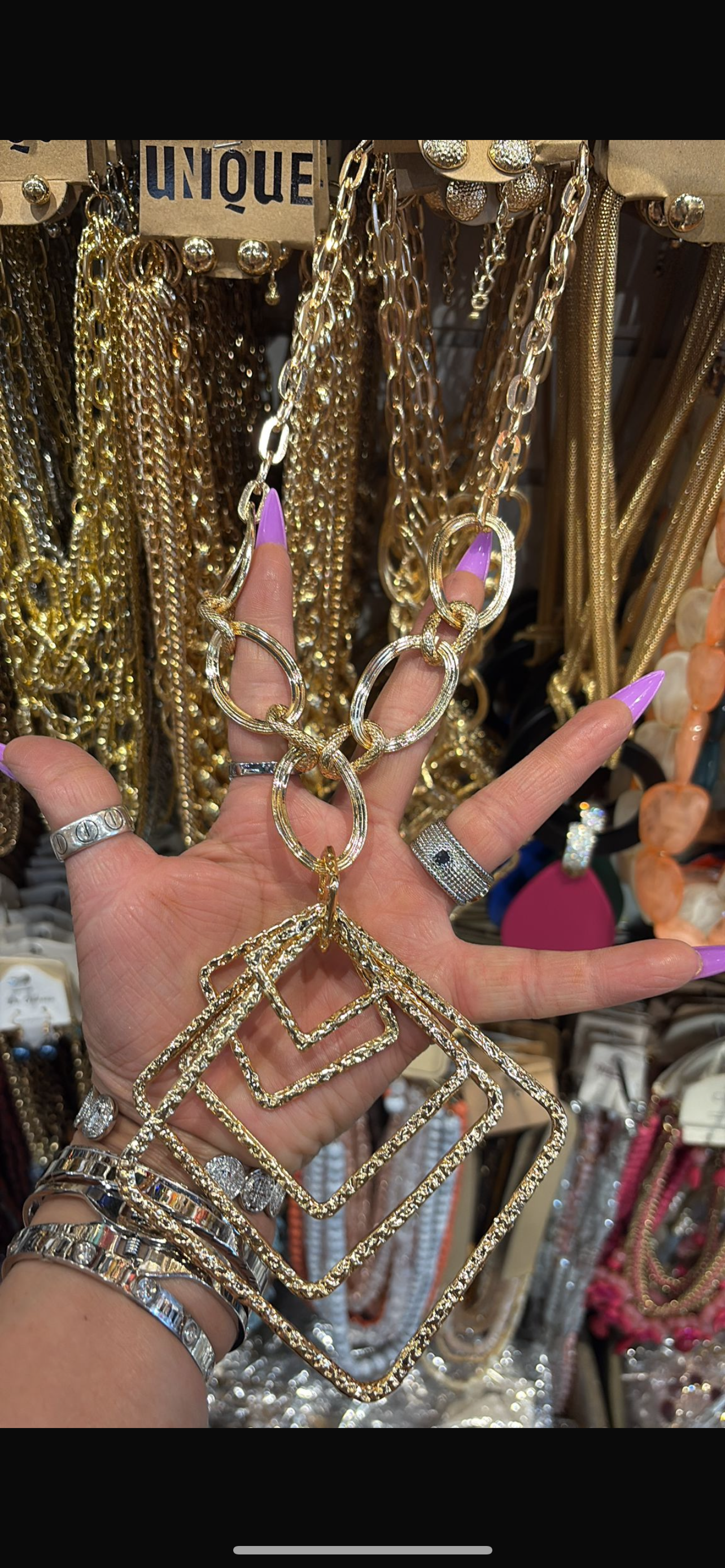 Gold Tone Geometric Necklace