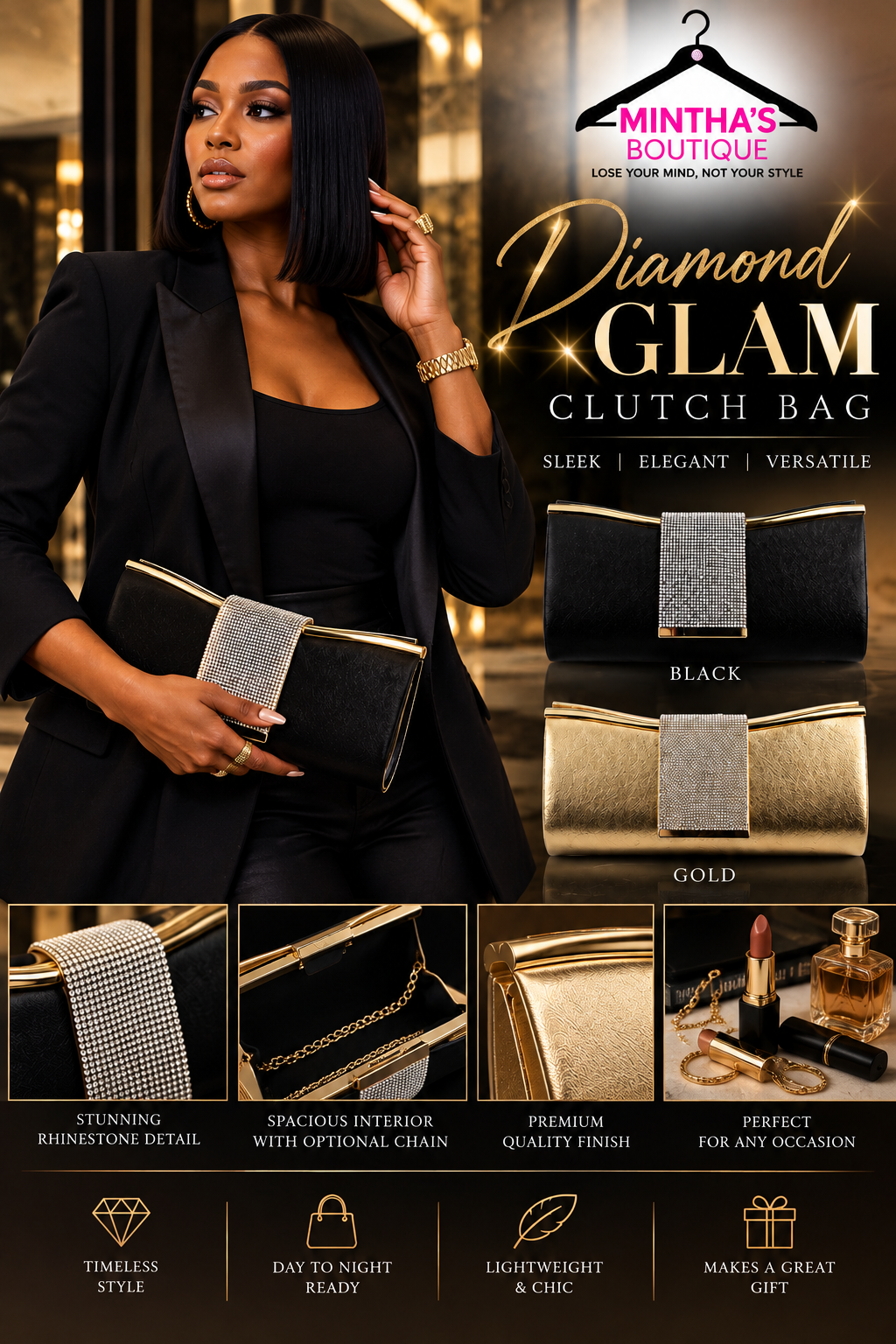 Diamond Glam Clutch Bag