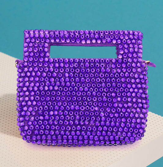 Purple Studded Micro Mini Tote / Crossbody Bag