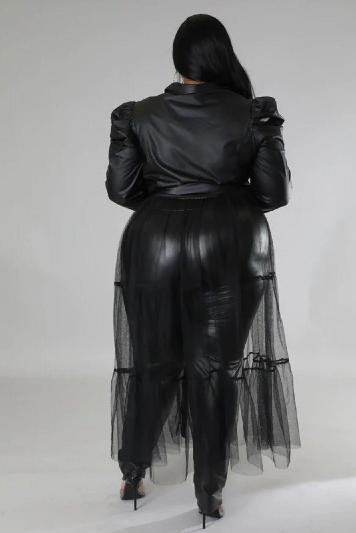 Queen of Queens Vegan Leather Top w/ Tulle