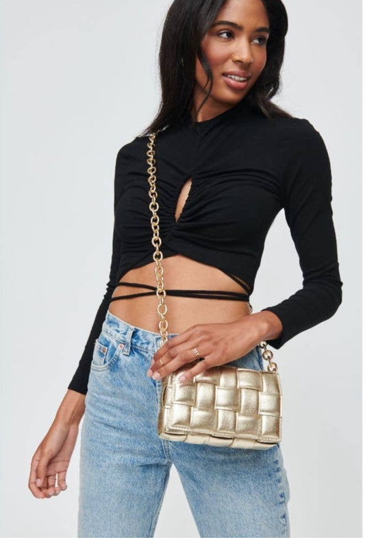 Gold Woven Crossbody Bag