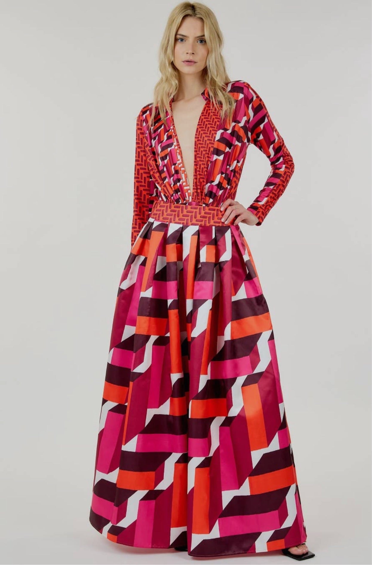 Exquisite Maxi Print Skirt w/ Waist Tie