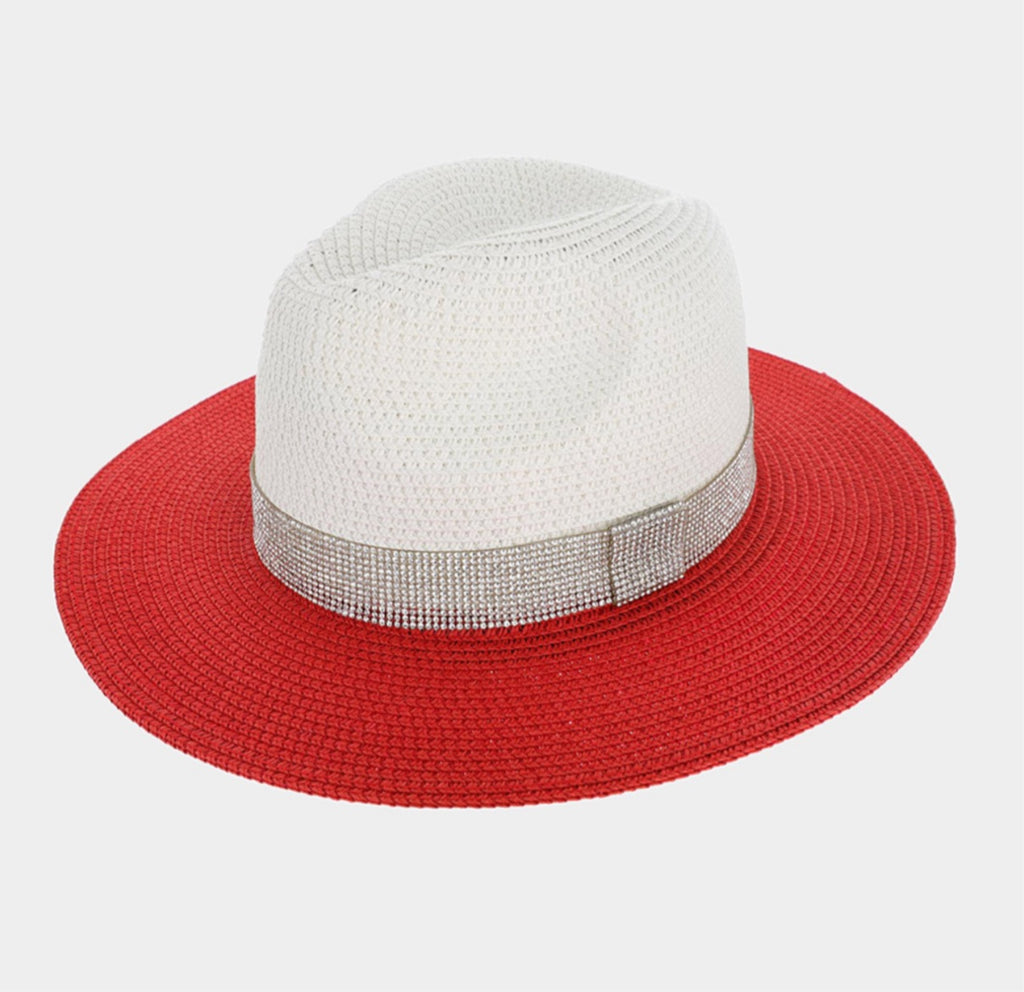 Bling Band Two Tone Straw Hat