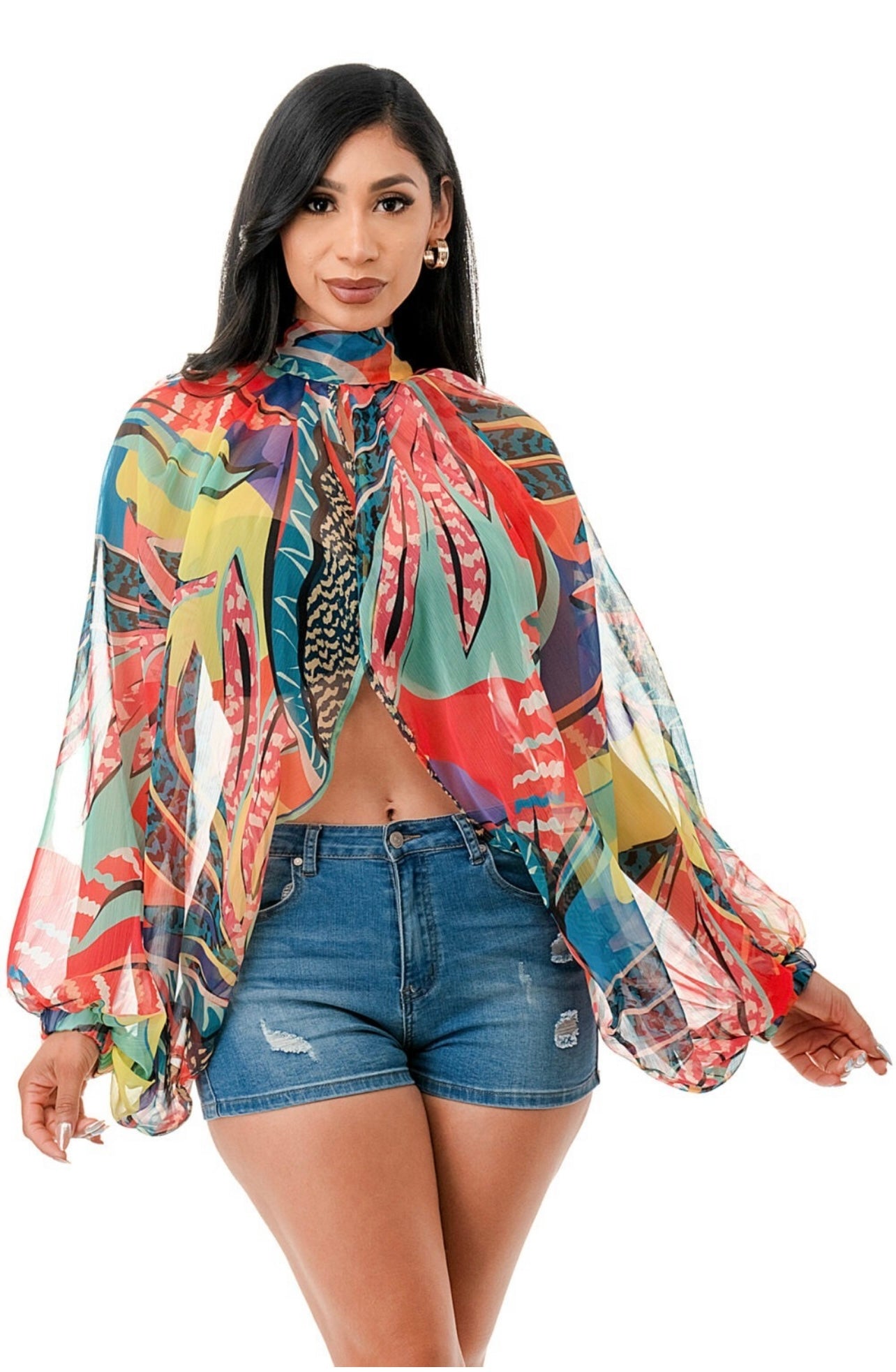 Twisting Heads Blouse (Feathers )