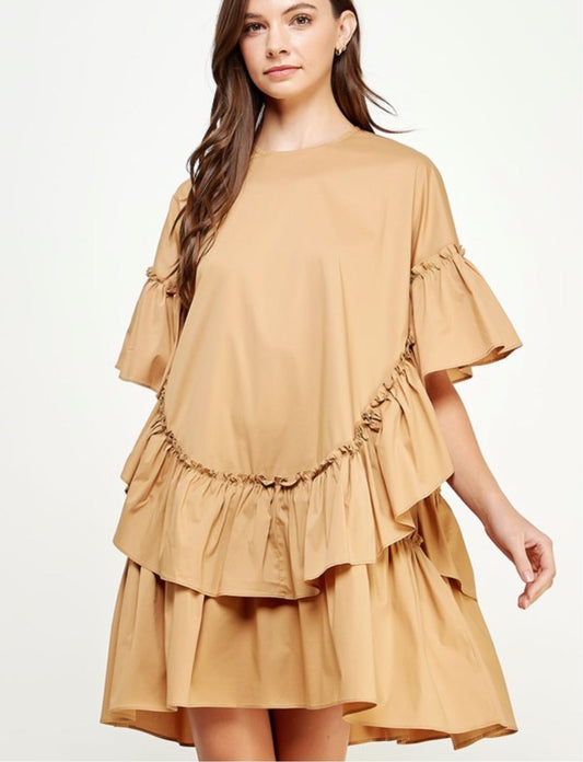 Lonnie Layered Ruffles Poplin Dress