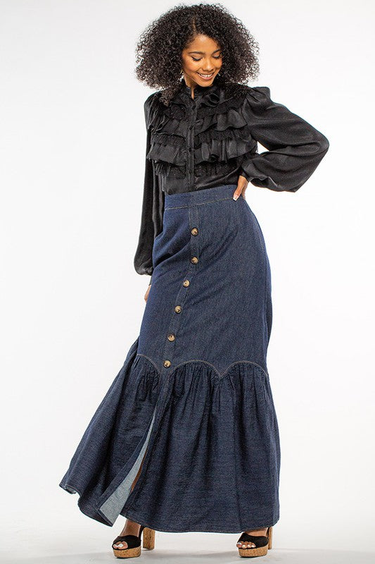 Rooftop Denim Maxi Skirt