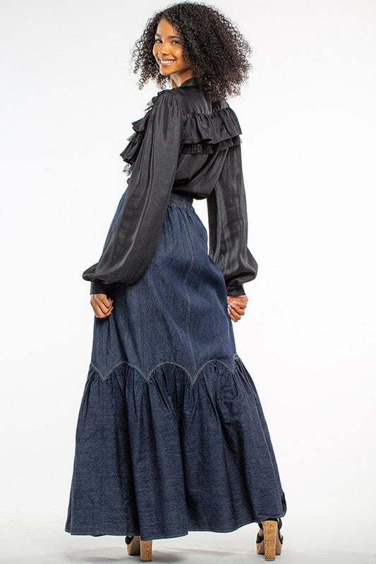 Rooftop Denim Maxi Skirt
