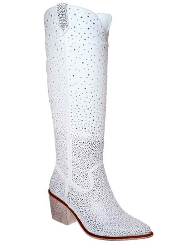 White_NASH BASH Tall Western Rhinestone Boot