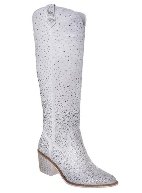 White_NASH BASH Tall Western Rhinestone Boot