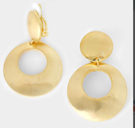 Gold Metal Clip on Earrings