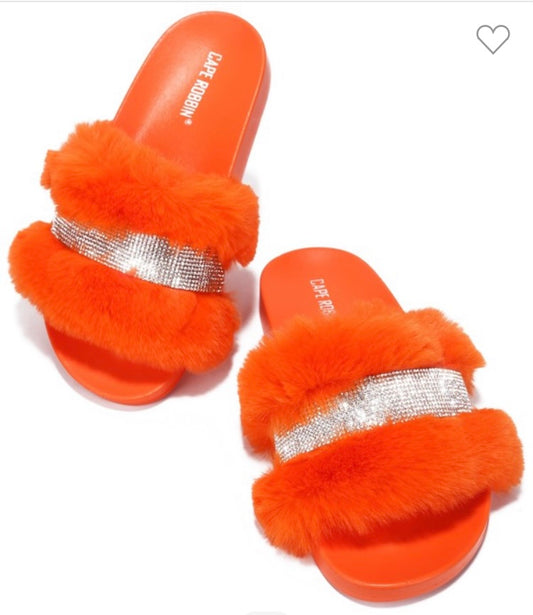 Fur Rhinestone Slides