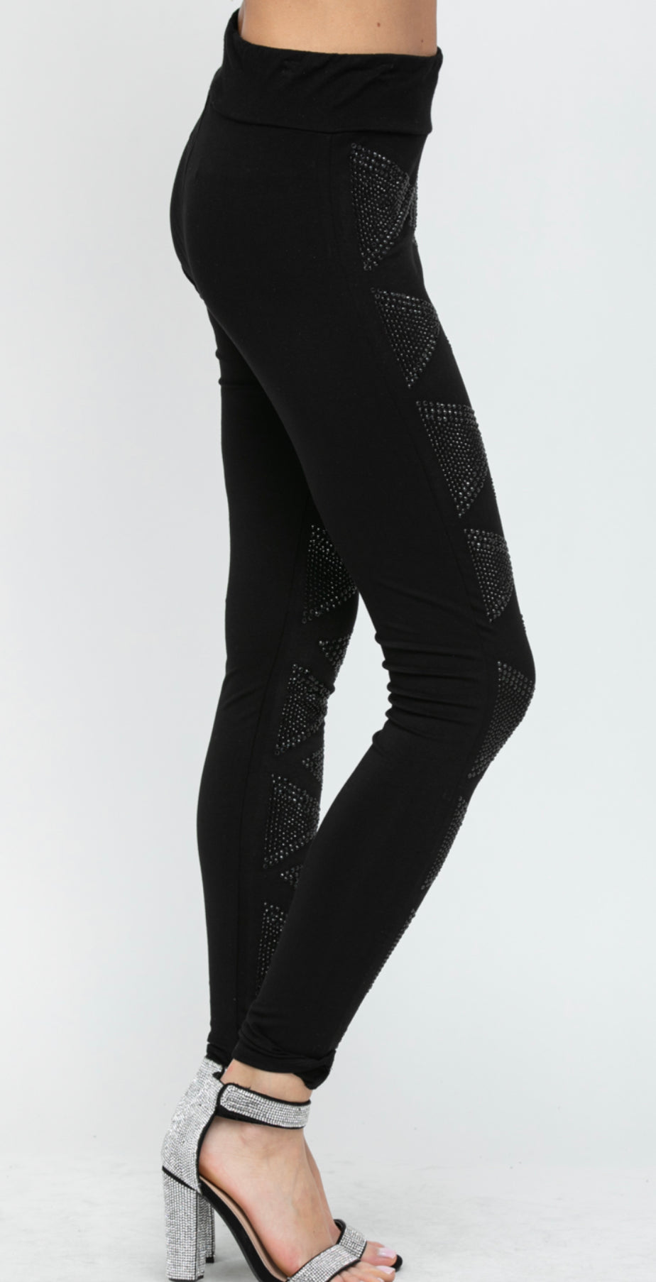 Black on Black Rhinestone Glitzy Leggings