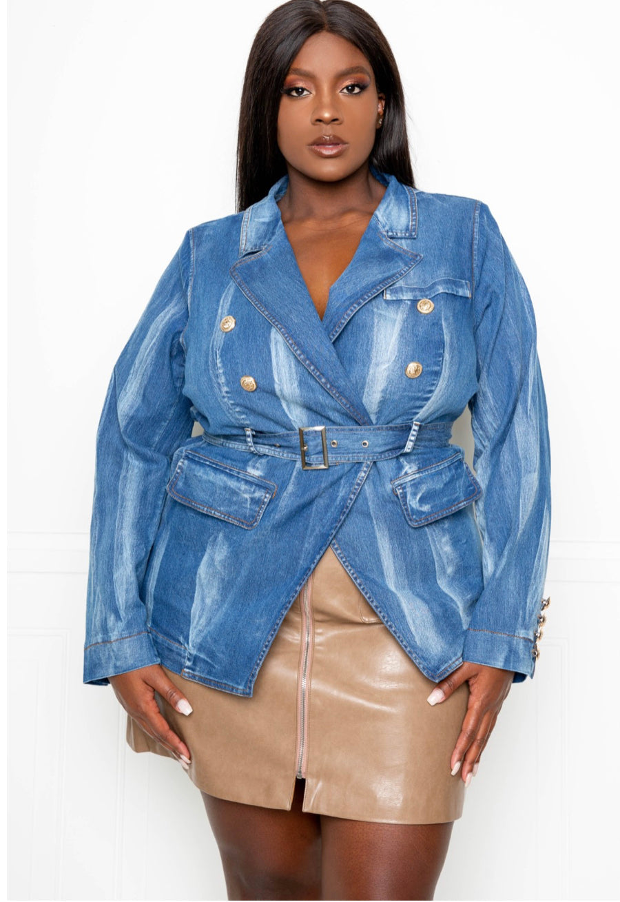 Future Denim Belted Blazer