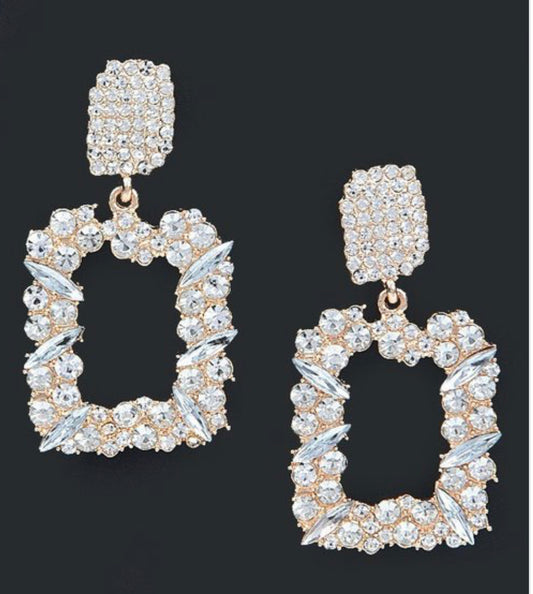 Gold Tone  Dazzling Rhinestone Earring