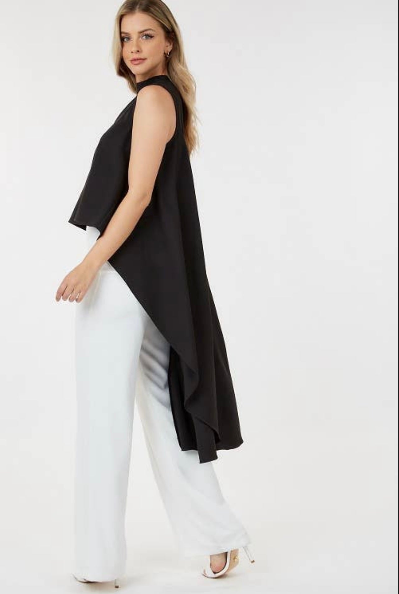 Zara High-Low Asymmetrical Top_Black
