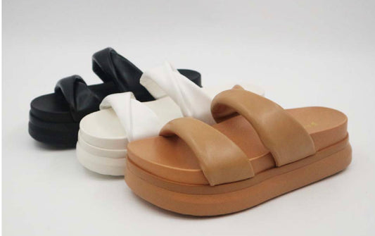 Mia Black Flatform Slide Sandals