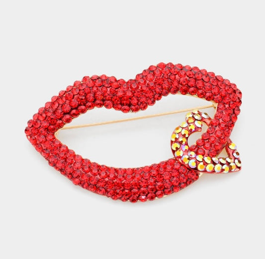 Lip Heart Pin Brooch