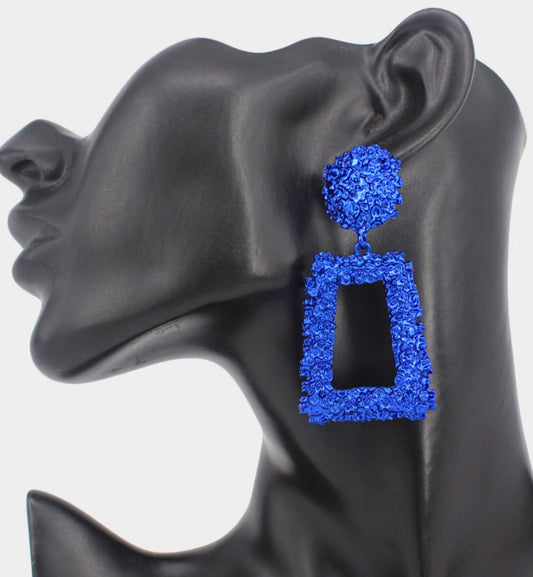 Royal Blue Metal Knocker Earrings