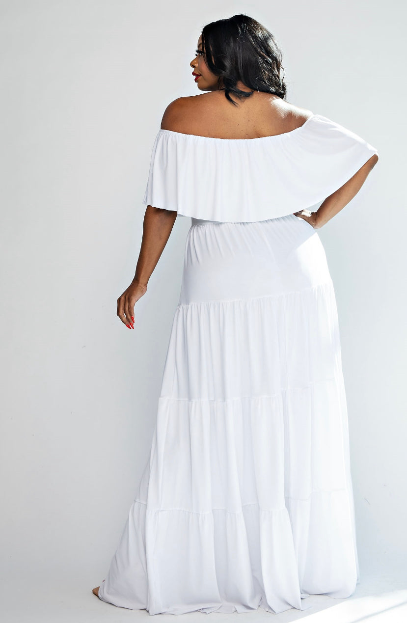 Off Shoulder Tiered Maxi Dress